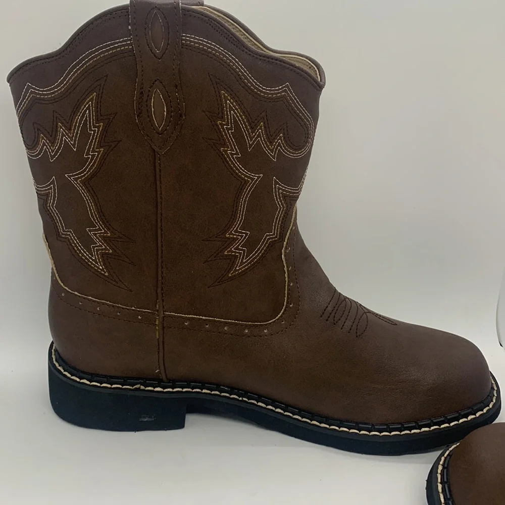Roper NEW Chunk Boot Brown 11 Western Cowgirl Rodeo Stitch Detail Lightweight